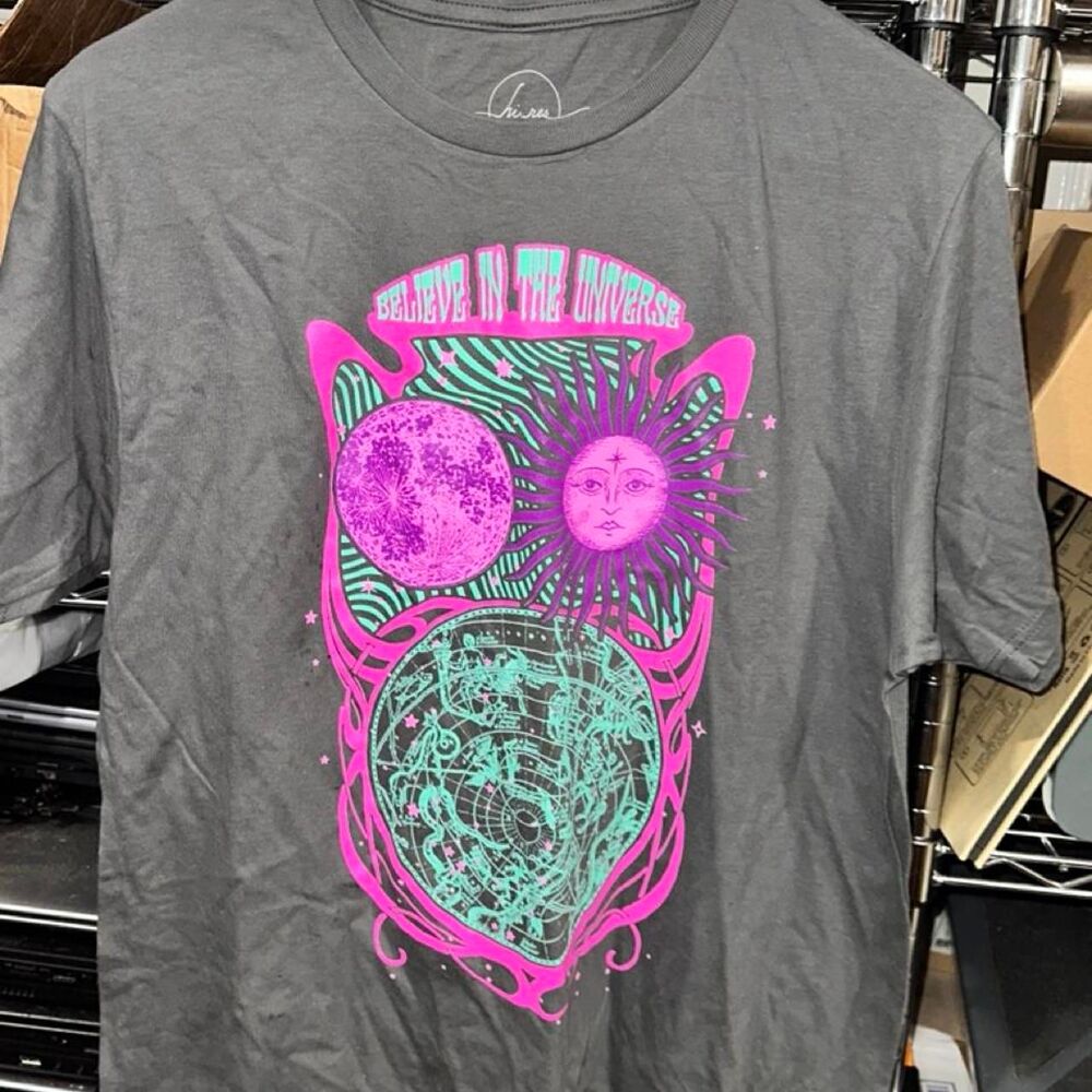Women's Black and Grey T-shirt